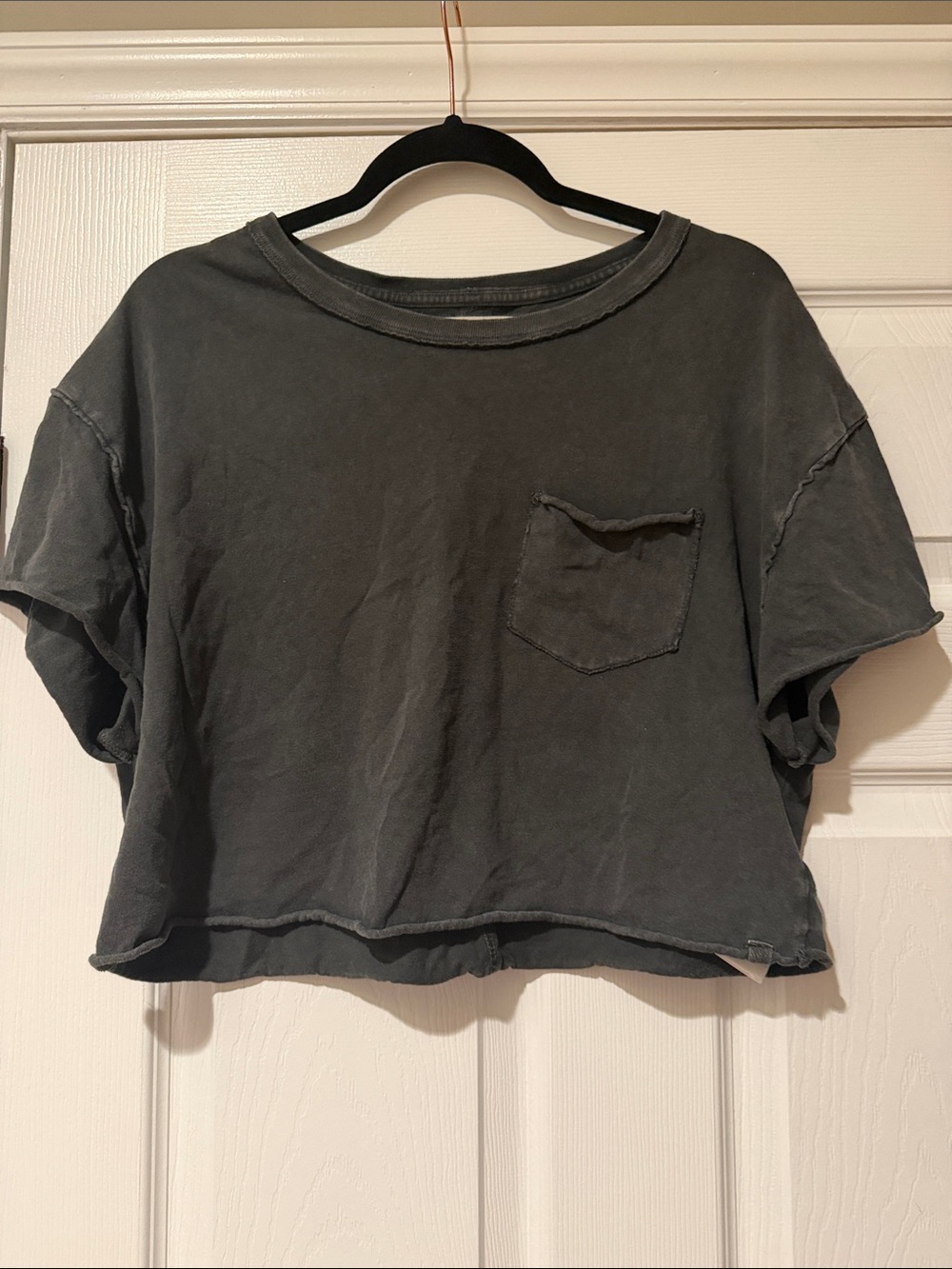 We The Free Washed Black Cropped Pocket Tee